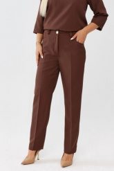 Eleganckie klasyczne brązowe spodnie Eleonora PLUS SIZE XXL OVERSIZE JESIEŃ. Brązowe spódnice Moda Size Plus Iwanek, do pracy, na jesień, plus size, bez wzorów, z elastanu, biznesowe, plus size, mini, dopasowane. Za 219.90 zł.