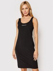 DKNY Sport Sukienka codzienna DP1D4465 Czarny Slim Fit. Czarne sukienki DKNY Sport, na co dzień, s, bez wzorów, z bawełny, sportowe, bez kołnierzyka, bez ramiączek, proste. Za 259.99 zł.