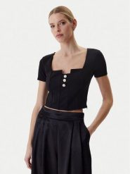 Guess Bluzka W6RP08 KCBO2 Czarny Classic Fit. Czarne bluzki Guess, l, z aplikacjami, z syntetyku, bez kołnierzyka, bez ramiączek. Za 269.99 zł.