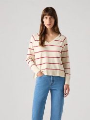 Levi's Sweter w kolorze kremowo-czerwonym rozmiar: L. Brązowe swetry Levi's®, l, bez wzorów, bez ramiączek. Za 140.86 zł.