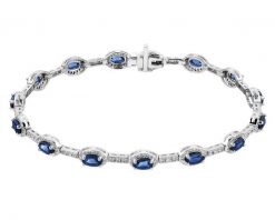 Bransoletka z białego złota z brylantami i szafirami - 18 cm - próba 585. Białe bransoletki Apart, z brylantem, złote. Za 19,990.00 zł.