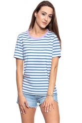 MUSTANG T SHIRT DAMSKI Alina Stripe Tee 1009421 11720. Niebieskie t-shirty Mustang, s, bez wzorów, bez kołnierzyka, bez ramiączek. W wyprzedaży za 39.99 zł.