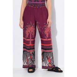 Damskie Spodnie palazzo palmy szeroka nogawka elastyczny pas. Fioletowe spodnie dresowe Ulla Popken, plus size, bez wzorów, z dresówki. Za 244.99 zł.
