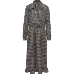 Sukienka midi bonprix szaro-biały w kratę. Szare sukienki bonprix, bez wzorów, bez kołnierzyka, bez ramiączek, midi. Za 89.99 zł.