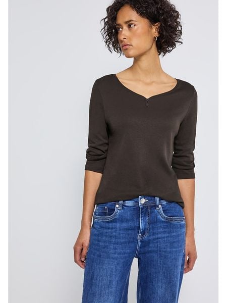 Cecil Koszulka w kolorze ciemnobrązowym rozmiar: 36. Brązowe bluzki Cecil, bez wzorów, bez kołnierzyka, bez ramiączek. Za 69.91 zł.