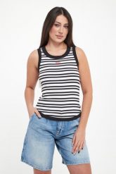 Top damski prążkowany Tiani JOOP! JEANS. Topy Joop! Jeans, l, bez wzorów, z jeansu, bez kołnierzyka, bez ramiączek. Za 269.00 zł.