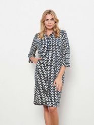 &Co Woman Sukienka "Lolly" w kolorze granatowo-kremowym rozmiar: L. Brązowe sukienki &Co Woman, na co dzień, l, bez wzorów, bez kołnierzyka, bez ramiączek, midi, proste. Za 232.95 zł.