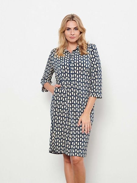 &Co Woman Sukienka "Lolly" w kolorze granatowo-kremowym rozmiar: L. Brązowe sukienki &Co Woman, na co dzień, l, bez wzorów, bez kołnierzyka, bez ramiączek, midi, proste. Za 232.95 zł.