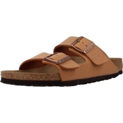 Klapki damskie Birkenstock Arizona BS. Brązowe klapki Birkenstock, bez wzorów, z materiału, bez obcasa. Za 420.35 zł.