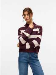 Vero Moda Sweter w kolorze bordowo-kremowym rozmiar: XL. Brązowe swetry Vero Moda, xl, bez wzorów, bez ramiączek. Za 83.22 zł.