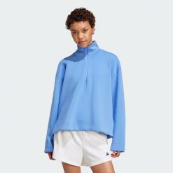 Bluza Soft Lux Quarter-Zip. Niebieskie bluzy Adidas, xs, bez wzorów, bez kaptura. Za 299.00 zł.