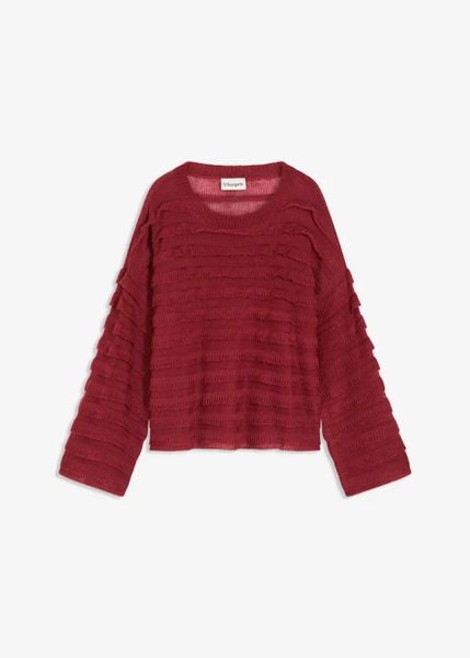 Sweter oversize, półprzezroczysty. Fioletowe swetry bonprix, bez wzorów, bez ramiączek. Za 149.99 zł.