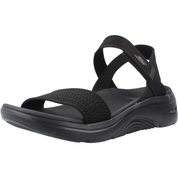 Sandały SKECHERS GO WALK ARCH FIT 2.0 Czarny. Czarne sandały Skechers, bez wzorów, z materiału, bez obcasa, bez zapięcia. Za 269.99 zł.