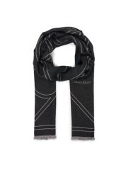 Calvin Klein Szal Emblem Repeat Lw Shawl W Fringes LV04F8074G Czarny. Czarne rękawiczki Calvin Klein, bez wzorów, z materiału. Za 249.99 zł.