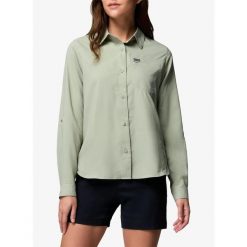 Koszula podróżnicza damska Columbia Silver Ridge Utility II LS Shirt. Zielone koszule Columbia, bez wzorów, sportowe, bez kołnierzyka, bez ramiączek. Za 330.69 zł.