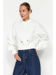 Trendyol Bluza w kolorze białym rozmiar: XS. Białe bluzy Trendyol, xs, bez wzorów, z bawełny, z kapturem. Za 56.93 zł.