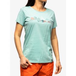 Koszulka wspinaczkowa damska La Sportiva Peaks T-Shirt. Niebieskie koszulki sportowe La Sportiva, bez wzorów, bez ramiączek. Za 151.99 zł.