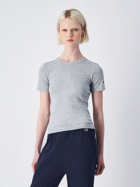 Champion Koszulka w kolorze szarym rozmiar: L. Szare bluzki Champion, l, bez wzorów, z bawełny, bez kołnierzyka, bez ramiączek. Za 39.31 zł.