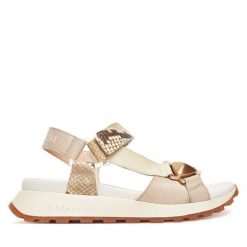 Sandały Hispanitas. Brązowe sandały Hispanitas, bez wzorów, bez obcasa, na płaskiej podeszwie, bez zapięcia. Za 549.99 zł.
