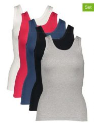 Petit Fleur Topy (5 szt.) w różnych kolorach rozmiar: 42. Topy Petit Fleur, bez wzorów, z bawełny, bez kołnierzyka, bez ramiączek. Za 69.42 zł.