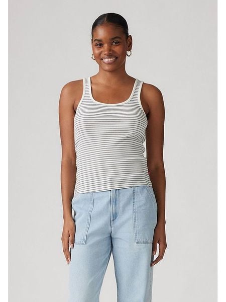 Levi's Top w kolorze biało-czarnym rozmiar: S. Białe topy Levi's®, s, bez wzorów, z bawełny, bez kołnierzyka, bez ramiączek. Za 71.56 zł.