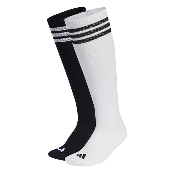Podkolanówki z 3 paskami, 2 pary. Białe skarpety Adidas, bez wzorów, z bawełny. Za 79.95 zł.
