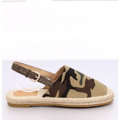 Zielone Espadryle z odkrytą piętą moro HH-119 Camouflage. Zielone espadryle ButyModne, bez wzorów, z materiału, bez obcasa, bez zapięcia. Za 66.01 zł.