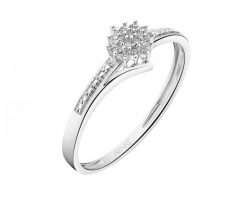 Pierścionek z białego złota z diamentami - 0,04 ct - próba 585. Białe pierścionki Apart, z diamentem, złote. Za 1,790.00 zł.