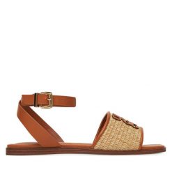 Sandały Nine West. Brązowe sandały Nine West, bez wzorów, bez obcasa, na płaskiej podeszwie, bez zapięcia. Za 169.99 zł.