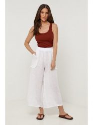 Lin Passion Lniane spodnie w kolorze białym rozmiar: 40/42. Białe spodnie materiałowe Lin Passion, bez wzorów, ze lnu, z standardowym stanem. Za 121.99 zł.