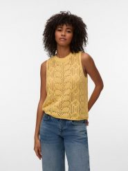 Vero Moda Bezrękawnik w kolorze żółtym rozmiar: L. Żółte swetry Vero Moda, l, bez wzorów, z bawełny, bez ramiączek. Za 69.91 zł.