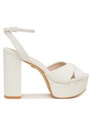 Buffalo Sandały Kya Cross 1291685 Biały. Białe sandały Buffalo, bez wzorów, ze skóry, bez obcasa, na słupku, bez zapięcia. Za 429.99 zł.