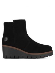 Rieker Botki Y5065-00 Czarny. Czarne botki Rieker, bez wzorów, ze skóry, bez obcasa, na koturnie, bez zapięcia. Za 335.00 zł.
