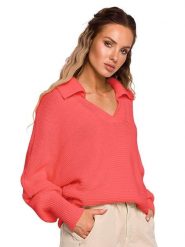Made of emotion Sweter w kolorze brzoskwiniowym rozmiar: S/M. Pomarańczowe swetry Made Of Emotion, m, bez wzorów, ze splotem, bez ramiączek. Za 145.26 zł.