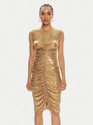 NORMA KAMALI Sukienka koktajlowa ST1243LMD45008 Złoty Slim Fit. Żółte sukienki Norma Kamali, xl, bez wzorów, z syntetyku, wizytowe, bez kołnierzyka, bez ramiączek. Za 699.99 zł.