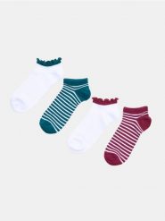 Prążkowane skarpetki stopki z bawełną 4 pack - wielobarwny. Skarpety Sinsay, bez wzorów, z bawełny. Za 12.99 zł.