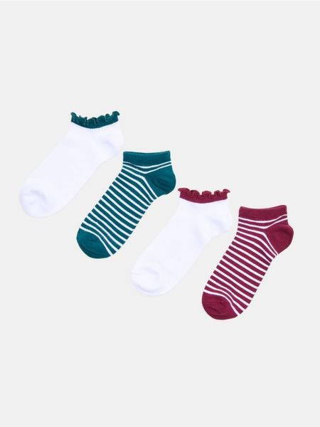 Prążkowane skarpetki stopki z bawełną 4 pack - wielobarwny. Skarpety Sinsay, bez wzorów, z bawełny. Za 12.99 zł.