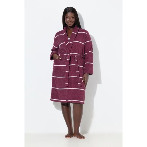 Damskie Szlafrok paski szalowy kołnierz długi rękaw frotte. Czerwone szlafroki Ulla Popken, plus size, bez wzorów, z bawełny, plus size, bez ramiączek, bez kaptura. Za 349.99 zł.