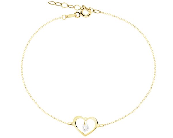 Złota bransoletka z cyrkonią - serce. Żółte bransoletki Apart, z cyrkonią, złote. Za 749.00 zł.
