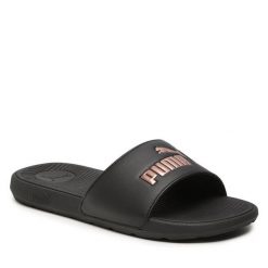 Klapki Puma. Czarne klapki Puma, bez wzorów, bez obcasa. Za 119.99 zł.