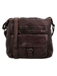 HIDE & STITCHES Skórzana torebka "Paint Rock" w kolorze ciemnobrązowym - 27 x 27 x 8 cm rozmiar: onesize. Brązowe torby na ramię HIDE & STITCHES, bez wzorów, z materiału, rockowe, na ramię, bez dodatków. Za 269.75 zł.