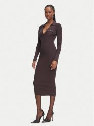 Elisabetta Franchi Sukienka dzianinowa AM-08B-66E2-V380 Brązowy ciemny Slim Fit. Brązowe sukienki Elisabetta Franchi, bez wzorów, z dzianiny, bez kołnierzyka, bez ramiączek. Za 1,629.00 zł.