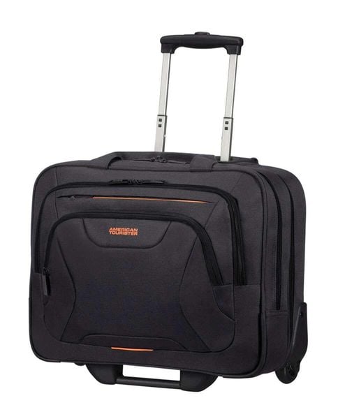 Walizka podróżna American Tourister AT Work. Czarne walizki American Tourister, bez wzorów. Za 489.99 zł.