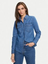 Sisley Koszula jeansowa 5FV6LQ028 Niebieski Regular Fit. Niebieskie koszule Sisley, s, bez wzorów, z bawełny, bez kołnierzyka, bez ramiączek. Za 139.99 zł.