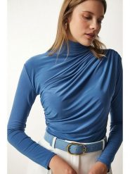 Happiness Istanbul Bluzka w kolorze niebieskim rozmiar: 36. Niebieskie bluzki Happiness Istanbul, bez wzorów, bez kołnierzyka, bez ramiączek. Za 65.38 zł.