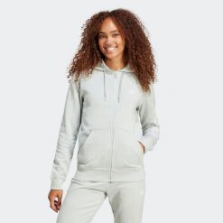 Bluza na zamek damska ADIDAS Gym & Pilates. Szare bluzy Adidas, s, bez wzorów, z bawełny, bez kaptura. Za 199.99 zł.