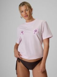 4F T-shirt loose z nadrukiem damski - różowy S. Czerwone koszulki sportowe 4f, bez wzorów, z bawełny, bez ramiączek. Za 79.99 zł.