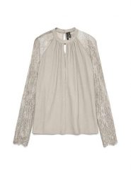 Vero Moda Bluzka w kolorze beżowym rozmiar: L. Brązowe bluzki Vero Moda, l, bez wzorów, z koronki, bez kołnierzyka, bez ramiączek. Za 83.62 zł.