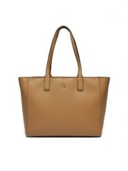 Tommy Hilfiger Torebka AW0AW16905 Beżowy. Brązowe shopper TOMMY HILFIGER, bez wzorów, ze skóry, bez dodatków. Za 349.99 zł.