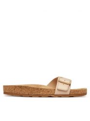 Tommy Hilfiger Klapki Cork Footbed Slip-On FW0FW09344 Beżowy. Brązowe klapki TOMMY HILFIGER, bez wzorów, ze skóry, bez obcasa. Za 409.99 zł.